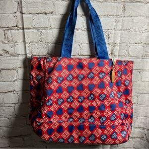 Harajuku Lovers Red and Blue Heart Patterned Tote Bag